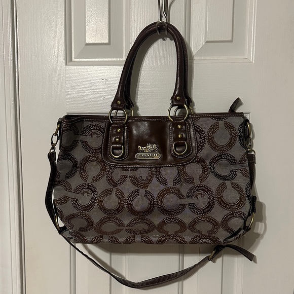 Coach Handbags - Coach Dark Brown Signature Shoulder Bag